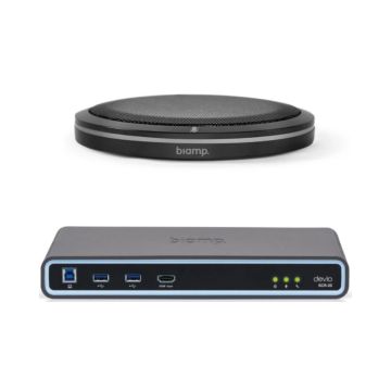 Biamp Devio SCR-25 hub + TTM-XEX tabletop mic