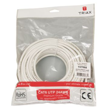 Triax CAT6 patchkabel 15 mtr Wit