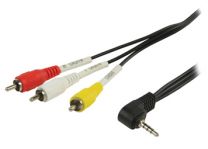 Mini AV kabel, Jack 3,5 mm -> 3x RCA 2.00 mtr.